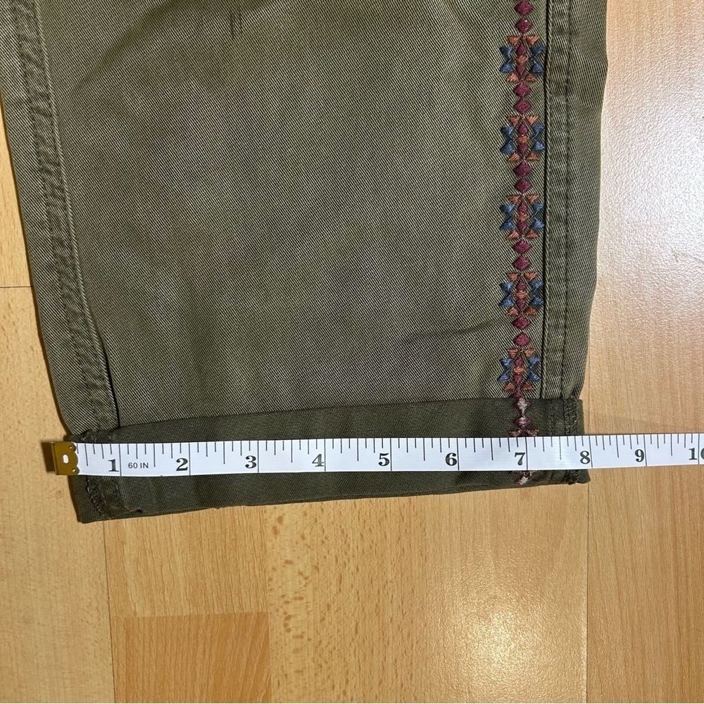 Sundance Olive Green Embroidered Cargo Pants Size 14 Boho Earthy - Picture 15 of 16